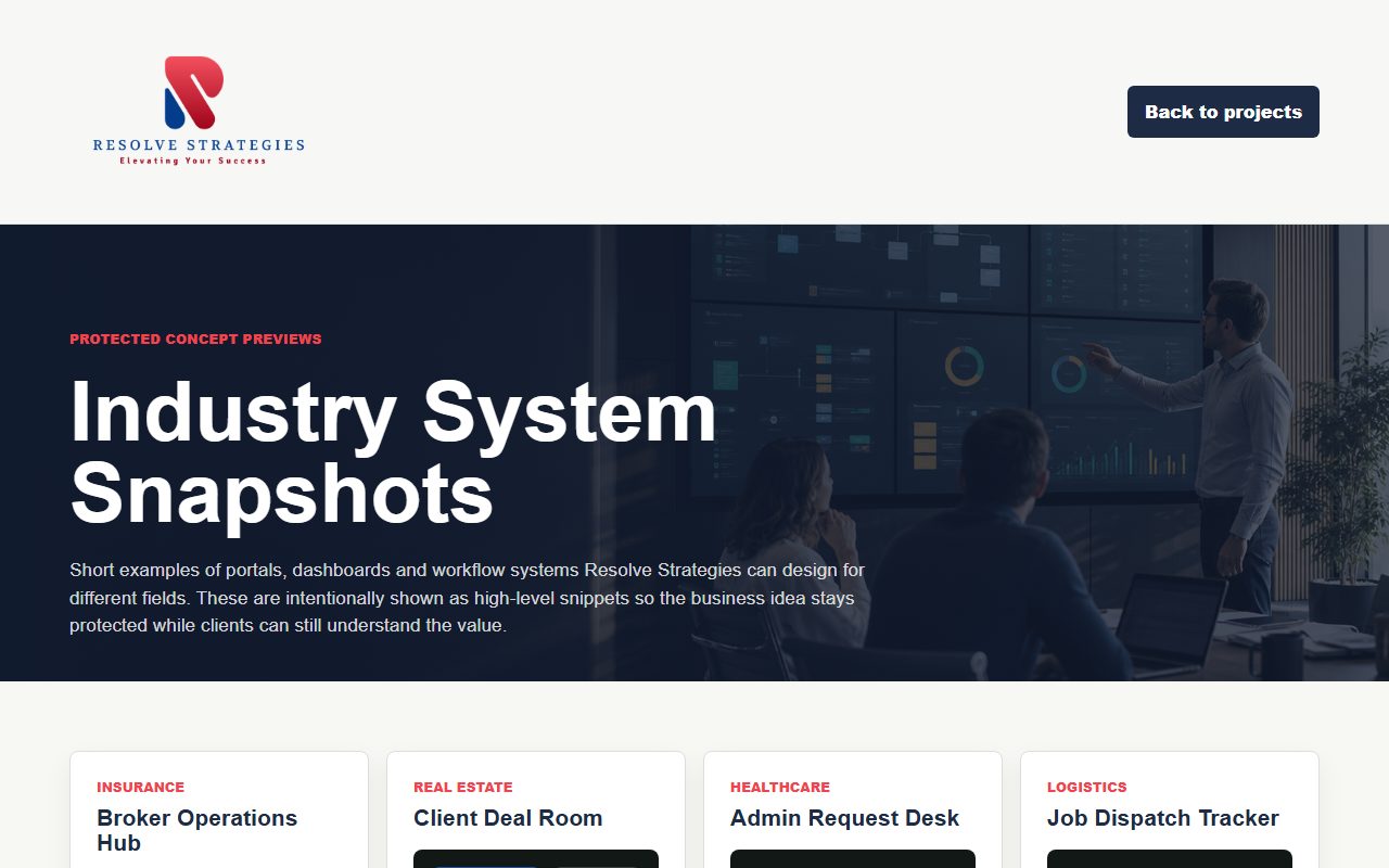 Industry System Snapshots screen